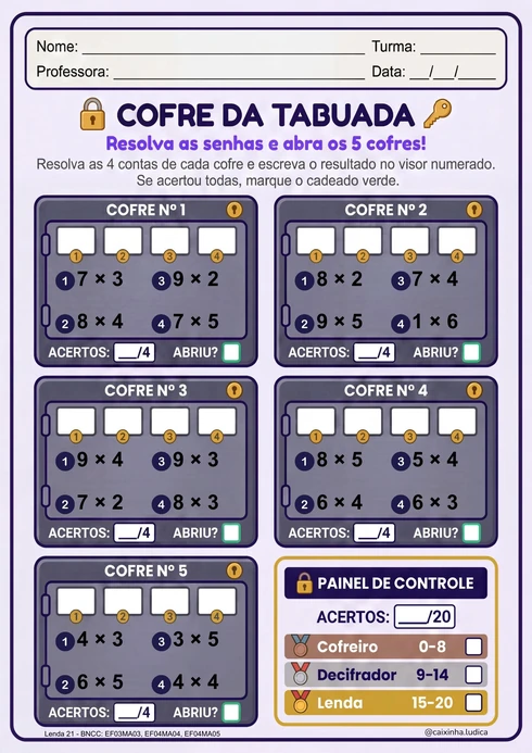 Cofre da Tabuada - Nível 3 Mestre Cofreiro